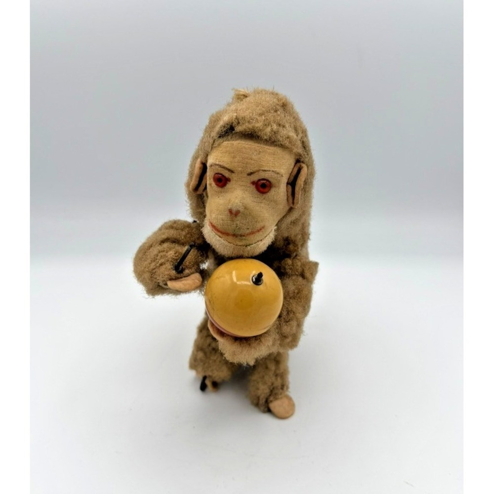 Vintage Wind-Up Monkey Toy Cymbals Plush Japan Style Mechanical Works/Untested